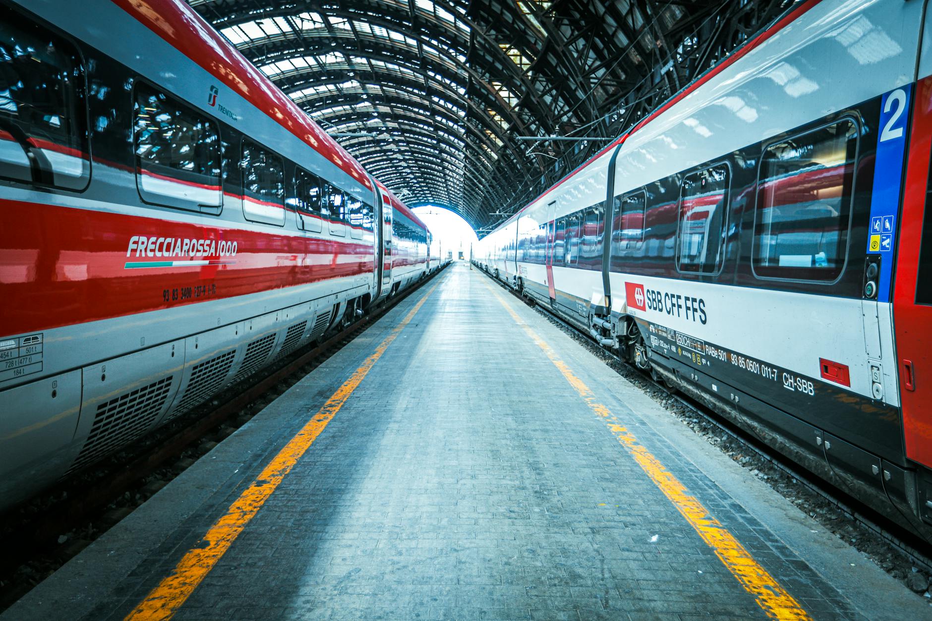 High speed train at an Italian railway platform