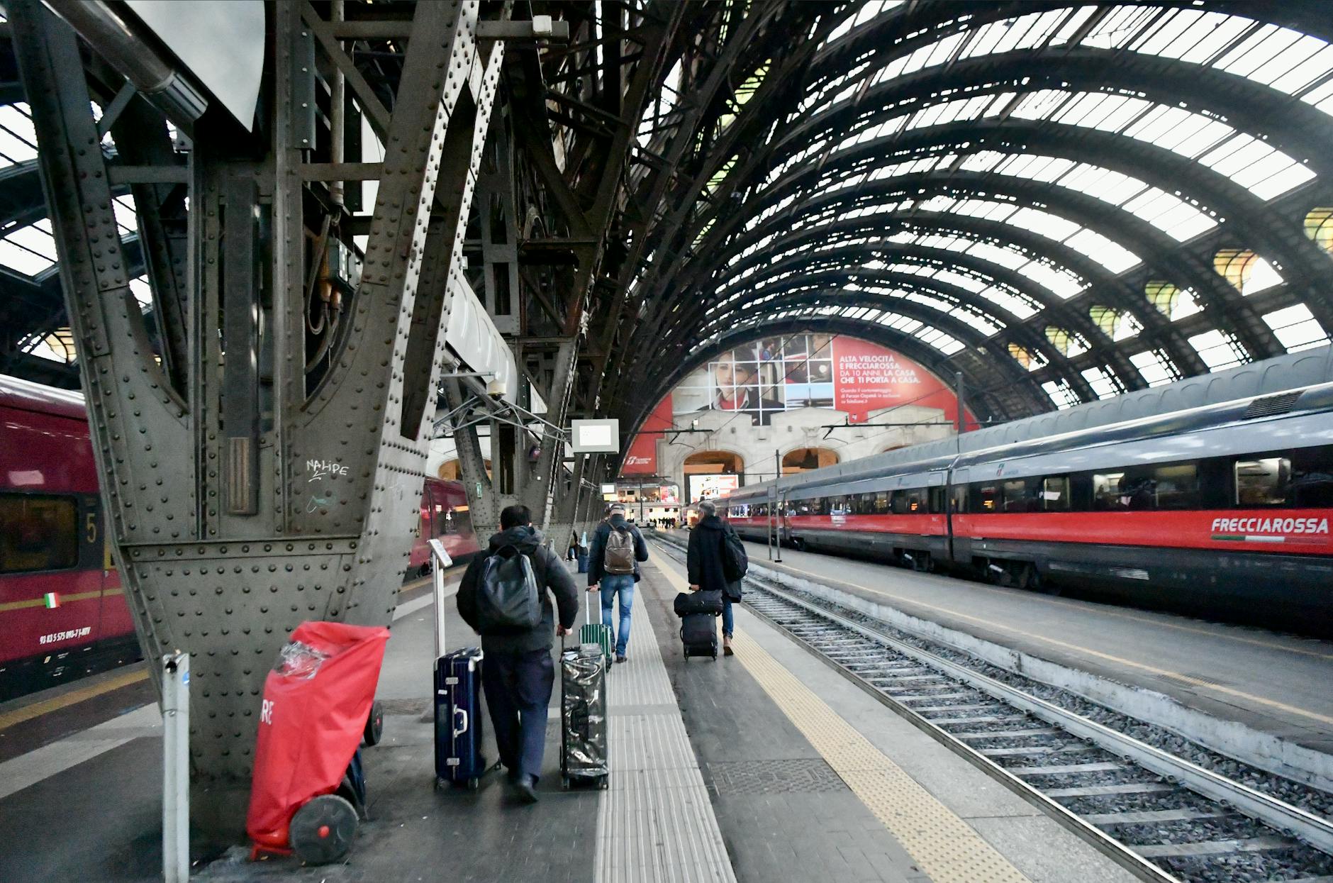 Milano Centrale railway station grand facade in Milan Italy