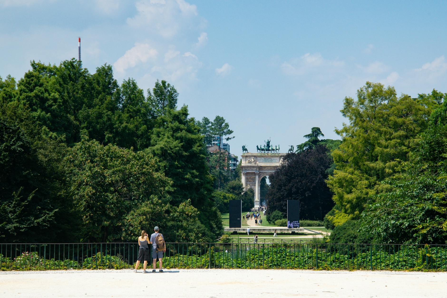 Parco Sempione green park with Arco della Pace in Milan