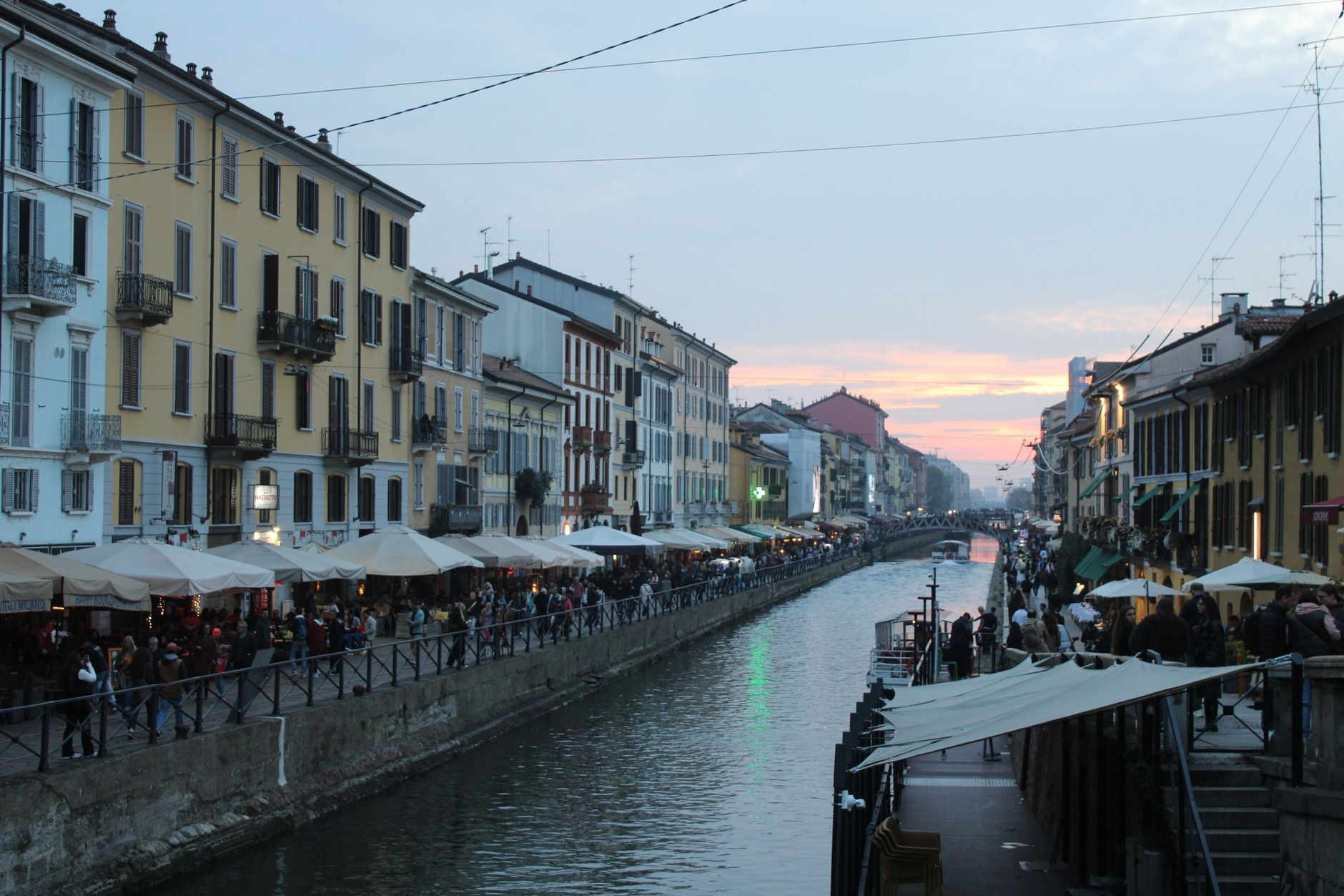Naviglio Grande canal Milan boats afternoon