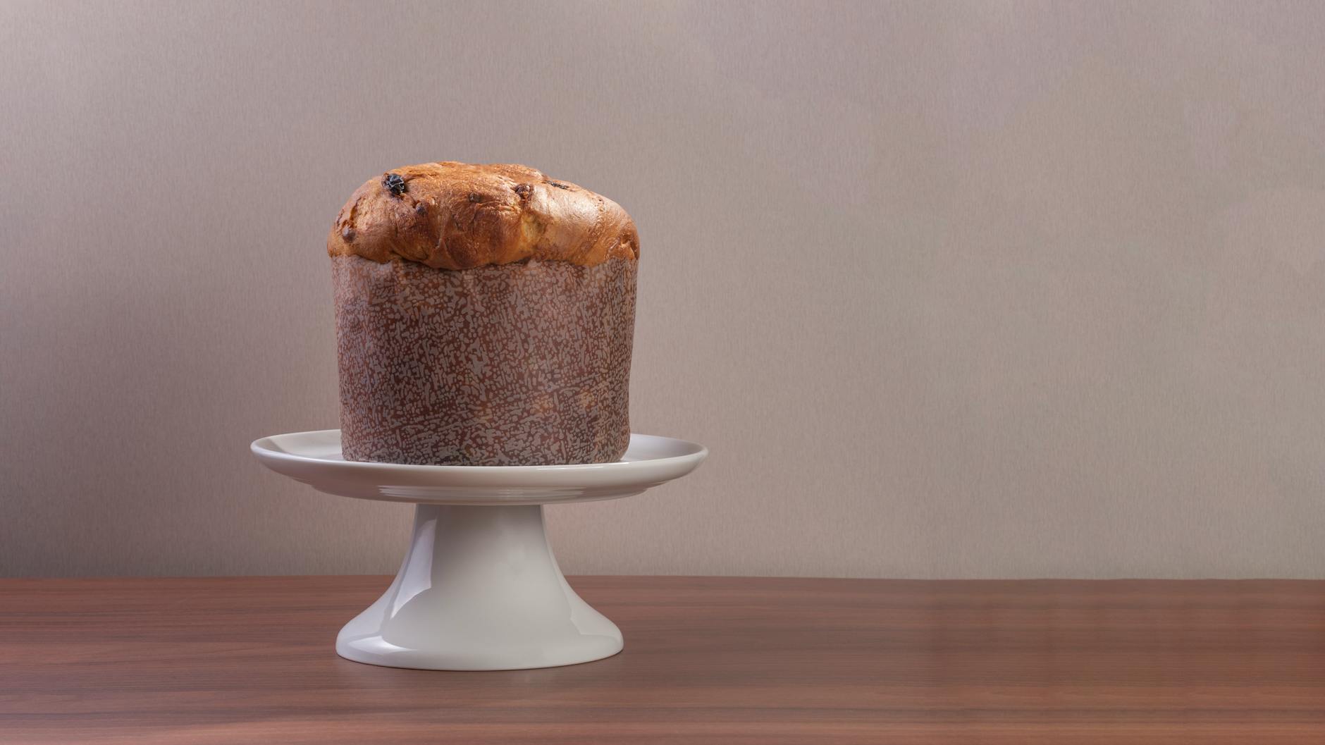 Traditional Milanese panettone Christmas bread with candied fruit