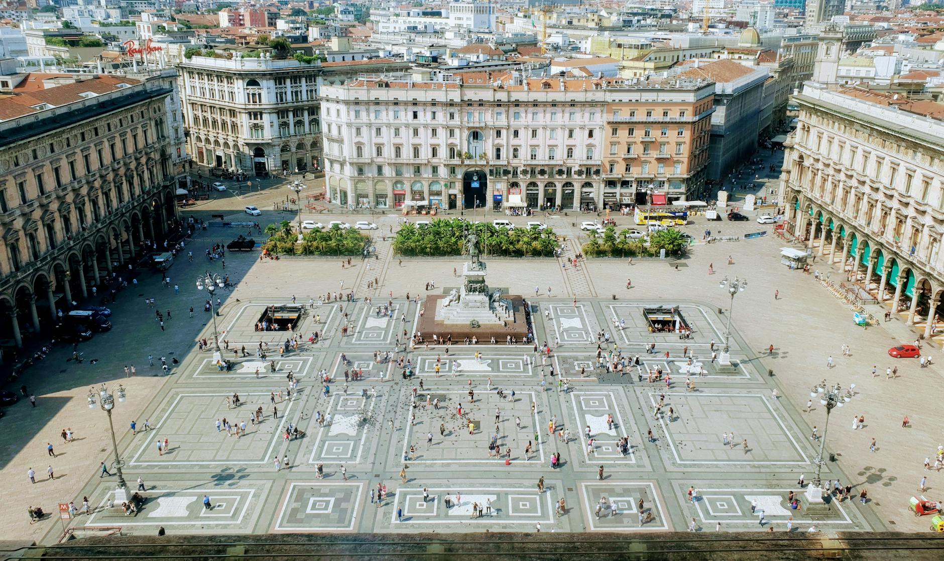 milan duomo square locals walking