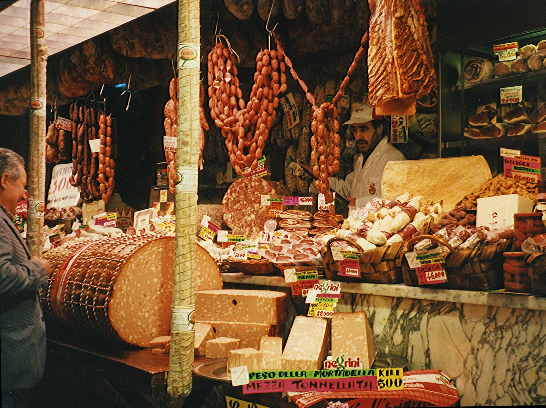 Milan food markets Italian cheese counter selection