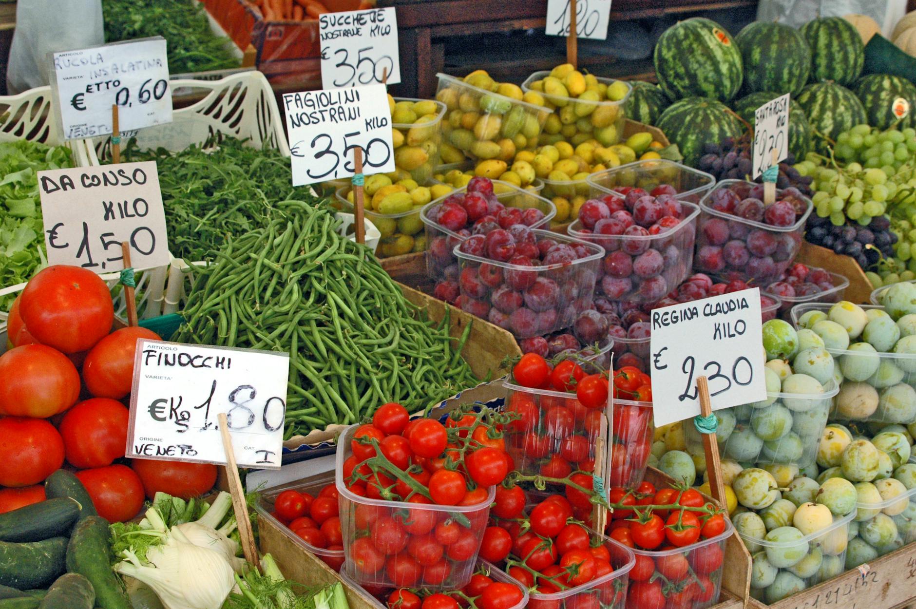 Milan food markets Italian produce stall traditional