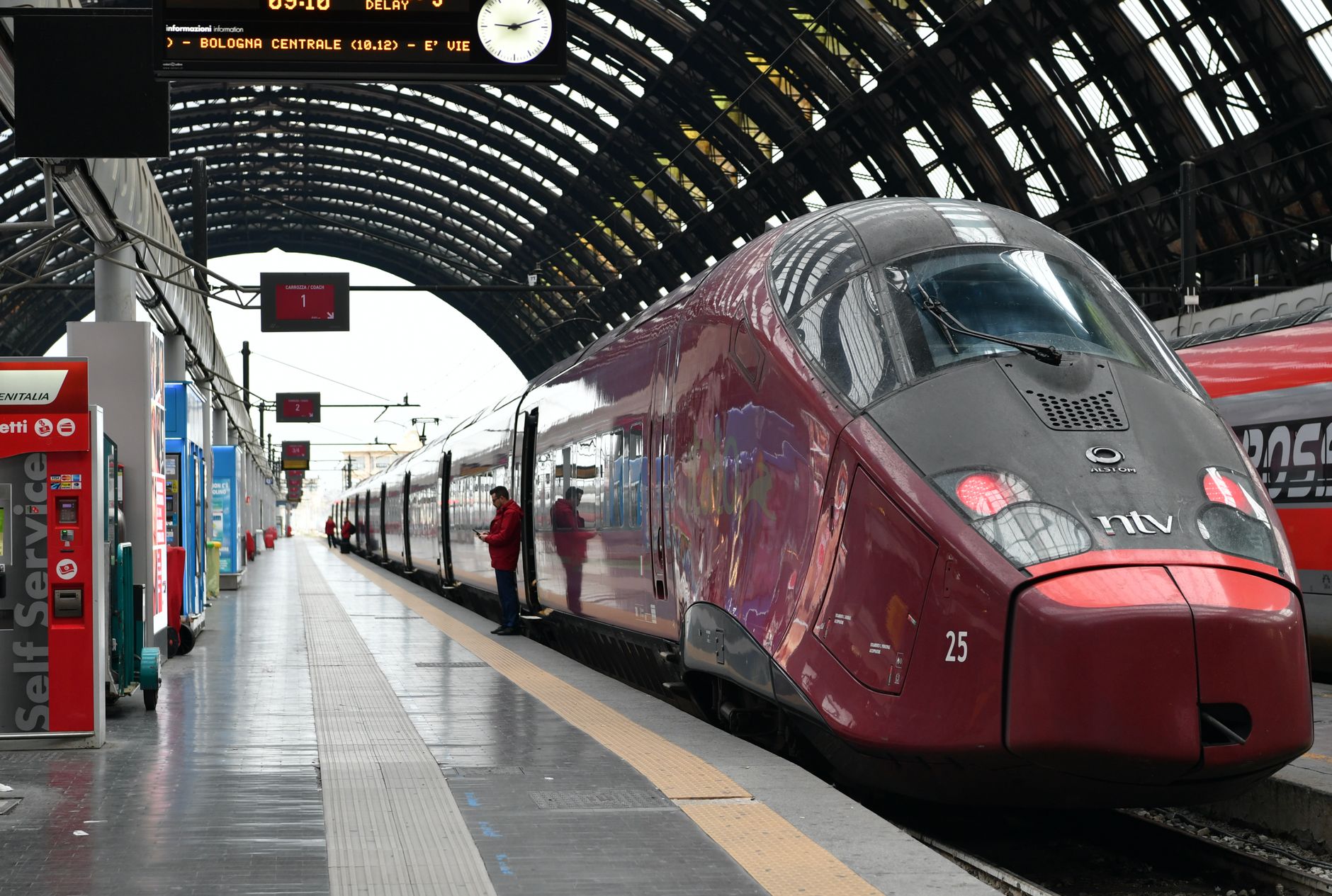 ETR 1000 Frecciarossa high-speed train at Milano Centrale platform